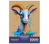 Rompecabezas De 1000 Piezas para Adultos, Regalos Colorful Goat Wall Art Print Rompecabezas para Adultos, Juego De Ingenio, Alivio del Estrés, Gran Regalo para Jugar 38x26cm/1000pcs