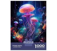 Rompecabezas De 1000 Piezas para Adultos, Regalos Colorful Jellyfish Art Print Rompecabezas Juego De Ingenio Desafío Educativo De Corte De Precisión 52x38cm/1000pcs