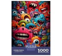 Rompecabezas De 1000 Piezas para Adultos, Regalos Colorful Monster Collage Art Print Rompecabezas Juego De Ingenio Desafío Educativo De Corte De Precisión 38x26cm/1000pcs