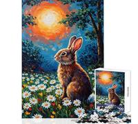 Rompecabezas de 1000 Piezas para Adultos Regalos Conejo en un Campo de Margaritas Pintura Juegos relajantes Actividades Familiares Juguetes antiestrés Interesante para Reducir el estrés (38x52cm)