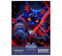 Rompecabezas De 1000 Piezas para Adultos, Regalos Cyberpunk Cat Russian Blue Samurai Animal Rompecabezas para Adultos, Juguetes Antiestrés, Decoración del Hogar, Desafío Educativo 70x50cm/1000pcs