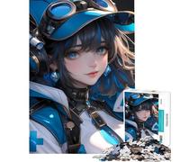 Rompecabezas de 1000 Piezas para Adultos Regalos de Anime con una Chica Vestida de Azul Juego desafiante para completar Juego Familiar de Gran dificultad para Mayores de 14 años Juego Incluido