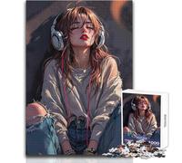 Rompecabezas de 1000 Piezas para Adultos, Regalos de Anime para Chicas Escuchando música, Juegos educativos, Actividades Familiares, Regalos de cumpleaños, tamaño 50x75cm