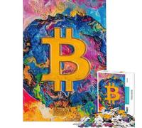 Rompecabezas de 1000 Piezas para Adultos Regalos de Bitcoin Arte Abstracto Rompecabezas para Adultos patrón de ensamblaje Ideal para cumpleaños Navidad Regalos para Amigos y Familiares 50x75cm