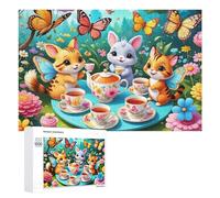 Rompecabezas de 1000 piezas para adultos, regalos de fiesta de té de fantasía con animales lindos, juegos de relajación, Staycation Kill Time, regalo de cumpleaños, regalos, 1000 piezas