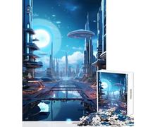 Rompecabezas de 1000 Piezas para Adultos Regalos de paisajes urbanos futuristas épicos Juguetes antiestrés Regalos para Mujeres y Hombres Juegos Divertidos colección de Artistas Bellas Artes 38x26cm