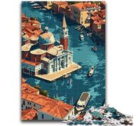 Rompecabezas de 1000 Piezas para Adultos, Regalos de Venecia Desde Arriba, Rompecabezas para Adolescentes, Juguetes de Entretenimiento Familiar con póster a Juego y Hoja de Trivia (26x38cm)