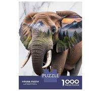 Rompecabezas De 1000 Piezas Para Adultos, Regalos Elephant Nature Double Exposure Portrait Rompecabezas Para Adultos, Juguetes Antiestrés, Desafío Educativo De Carrera De Velocidad Manual 38x26cm/1000