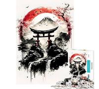 Rompecabezas de 1000 Piezas para Adultos Regalos en Blanco y Negro Diseño Tradicional japonés Un desafío para completar Juego Familiar para Mayores de 14 años Incluye Rompecabezas de 38x52cm