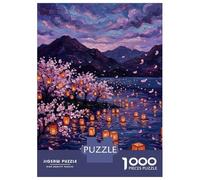 Rompecabezas De 1000 Piezas para Adultos, Regalos Floating Lanterns Under Cherry Blossoms Rompecabezas para Adultos, Juego De Ingenio, Alivio del Estrés, Gran Regalo para Jugar 38x26cm/1000pcs