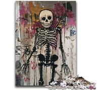 Rompecabezas de 1000 Piezas para Adultos,Regalos,Flores y Calaveras Estilo Basquiat para Mayores de 14 años,desafiantes de completar,Pero Divertidos y Graciosos,Excelentes Regalos y Juguetes,26x38cm