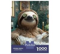 Rompecabezas De 1000 Piezas para Adultos, Regalos Funny Animal Sloth Wellness & SPA Day, Relaxing Bubble Bath Rompecabezas para Adultos, Juguetes Antiestrés, Desafío Educativo De Carrera De Velocidad