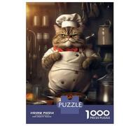 Rompecabezas De 1000 Piezas para Adultos, Regalos Funny Fat Cat Cook Rompecabezas para Adultos, Juegos Relajantes, Desafío Difícil, Regalo De Cumpleaños, Regalos, 70x50cm/1000pcs