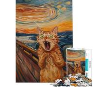 Rompecabezas de 1000 Piezas para Adultos Regalos Gato Naranja El Grito Ayuda a ejercitar el Cerebro Divertido y humorístico Juego Educativo para Mayores de 14 años (38x52cm)
