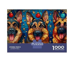 Rompecabezas De 1000 Piezas para Adultos, Regalos German Shepherd Stained Glass Rompecabezas para Adultos, Juegos Relajantes, Desafío Difícil, Regalo De Cumpleaños, Regalos, 38x26cm/1000pcs