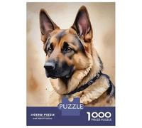 Rompecabezas De 1000 Piezas para Adultos, Regalos German Shepherd Watercolor Rompecabezas para Adultos, Juguetes Antiestrés, Desafío Educativo De Carrera De Velocidad Manual 52x38cm/1000pcs