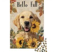 Rompecabezas De 1000 Piezas para Adultos, Regalos Golden Retriever Fall Decor Rompecabezas para Adultos, Juegos Relajantes, Desafío Difícil, Regalo De Cumpleaños, Regalos, 38x26cm/1000pcs