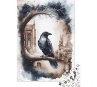 Rompecabezas De 1000 Piezas para Adultos, Regalos Gothic Raven Art Print Rompecabezas para Adultos, Juegos Relajantes, Desafío Difícil, Regalo De Cumpleaños, Regalos, 52x38cm/1000pcs