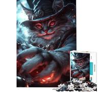 Rompecabezas de 1000 Piezas para Adultos Regalos Hechicero felino de Ojos Rojos Juego práctico y desafiante Juguetes de cumpleaños Difícil (tamaño 38x26cm)