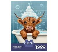 Rompecabezas De 1000 Piezas para Adultos, Regalos Highland Cow in Bathtub with Bubbles Rompecabezas para Adultos, Juegos Familiares, Desafío Educativo De Ensamblaje De Patrones 38x26cm/1000pcs