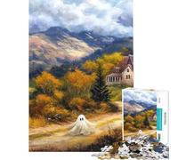 Rompecabezas de 1000 Piezas para Adultos Regalos Iglesia tenebrosa en otoño Rompecabezas DIY para Adultos Juguetes para divertirse en Familia Un Reto para completar (tamaño 50x75cm)