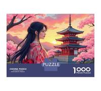 Rompecabezas De 1000 Piezas Para Adultos, Regalos Japanese Woman in Kimono with Cherry Blossoms Rompecabezas Para Adultos, Juguetes Antiestrés, Desafío Educativo De Carrera De Velocidad Manual 70x50cm
