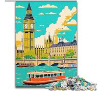 Rompecabezas de 1000 Piezas para Adultos, Regalos, Londres, Vintage, Viajes, Alivio del estrés, Vacaciones en casa, Matar el Tiempo, decoración Mayores de 14 años (38x26cm), 1000 Piezas