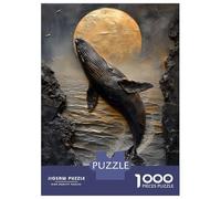Rompecabezas De 1000 Piezas para Adultos, Regalos Moonlit Whale Breach Rompecabezas Juegos Relajantes Difícil Regalo De Cumpleaños, Regalos, 52x38cm/1000pcs