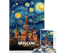 Rompecabezas de 1000 Piezas para Adultos Regalos Moscú Rusia Estilo Noche Estrellada Arte Juego Imposible Ideal para Parejas decoración del hogar Juguetes Actividades Divertidas en casa (38x52cm)