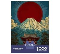 Rompecabezas De 1000 Piezas para Adultos, Regalos Mount Fuji and Temple Illustration Rompecabezas para Adultos, Juguetes Antiestrés, Desafío Educativo De Carrera De Velocidad Manual 70x50cm/1000pcs