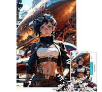 Rompecabezas de 1000 Piezas para Adultos Regalos Mujer Steampunk con dirigible Ayuda a ejercitar el Cerebro Juego Educativo Divertido y humorístico para Mayores de 14 años (50x75cm)