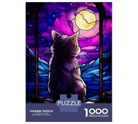 Rompecabezas De 1000 Piezas para Adultos, Regalos Munckhin Cat Stained Glass Rompecabezas para Adultos, Juguetes Antiestrés, Decoración del Hogar, Desafío Educativo 38x26cm/1000pcs