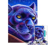 Rompecabezas de 1000 Piezas para Adultos Regalos observación de Estrellas Leopardo Negro Rompecabezas para Adultos Juegos Familiares Carrera de Velocidad Manual desafío Educativo (tamaño 38x26cm)