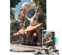 Rompecabezas de 1000 Piezas para Adultos Regalos Originales Rompecabezas de Arquitectura de cafetería Juguetes antiestrés Juego de análisis y lógica Regalos (38x52cm)