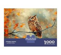Rompecabezas De 1000 Piezas para Adultos, Regalos Owl Perched on Branch with Autumn Leaves Rompecabezas para Adultos, Juego De Ingenio, Alivio del Estrés, Gran Regalo para Jugar 52x38cm/1000pcs