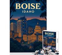 Rompecabezas de 1000 Piezas para Adultos Regalos Paisaje Urbano de Boise Idaho de Noche decoración del hogar Juguetes Grandes Regalos y Juguetes Juego práctico Cada Pieza es única - Tamaño 38x52cm