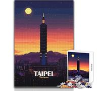 Rompecabezas de 1000 Piezas para Adultos, Regalos, Paisaje Urbano de Taipei, Taiwán, al Atardecer, Juegos educativos, Actividades Familiares, Regalos de cumpleaños, tamaño 38x26cm