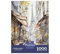 Rompecabezas De 1000 Piezas para Adultos, Regalos Paris Street Scene with Eiffel Tower Rompecabezas para Adultos, Juego De Ingenio, Alivio del Estrés, Gran Regalo para Jugar 52x38cm/1000pcs