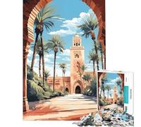 Rompecabezas de 1000 Piezas para Adultos Regalos Patio de la Mezquita en Marruecos Un Reto difícil de completar Juegos Familiares para Mayores de 14 años Juego de Rompecabezas Incluido (50x75cm)