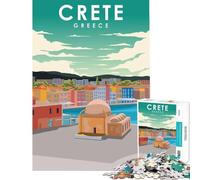 Rompecabezas de 1000 Piezas para Adultos Regalos Póster de Viaje de Creta Grecia Juegos Familiares Juguete desafiante Obra de Arte Regalos adecuados para Parejas tamaño 38x26cm