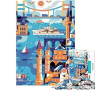 Rompecabezas de 1000 Piezas para Adultos Regalos Póster de Viaje de Estambul Ayuda a ejercitar el Cerebro Juego Educativo Divertido y humorístico para Mayores de 14 años (38x52cm)
