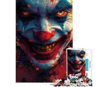 Rompecabezas de 1000 Piezas para Adultos Regalos Primer Plano de la Cara de un Payaso Rompecabezas para Adultos Juguetes para armar diversión Familiar desafiante para completar (tamaño 38x26cm)