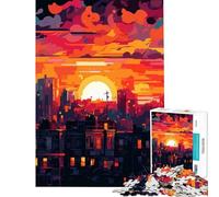 Rompecabezas de 1000 Piezas para Adultos Regalos Puesta de Sol Urbana Juego práctico Juego desafiante Juguetes Regalos de cumpleaños difícil (tamaño 50x75cm)