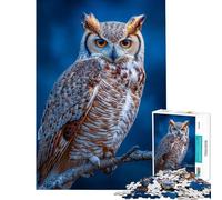 Rompecabezas de 1000 Piezas para Adultos Regalos Retrato de búho cornudo en una Rama Rompecabezas de 1000 Piezas Juguete Educativo de Corte de precisión cumpleaños (38x26cm)