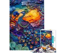 Rompecabezas de 1000 Piezas para Adultos Regalos Rompecabezas Abstractos de Pavos Reales Coloridos para Adultos Juego práctico decoración del hogar Regalo de cumpleaños (tamaño 38x26cm)