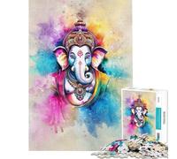 Rompecabezas de 1000 Piezas para Adultos Regalos Rompecabezas de Ganesha en Acuarela Juego práctico para Adultos decoración del hogar Regalo de cumpleaños (tamaño 38x52cm)