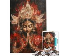 Rompecabezas de 1000 Piezas para Adultos Regalos Rompecabezas de la oración de Lakshmi para Adultos Juguetes antiestrés patrón de Montaje Gran Regalo para los Amantes de los Juegos (tamaño 38x26cm)