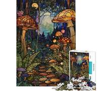 Rompecabezas de 1000 Piezas para Adultos Regalos Rompecabezas de vidrieras con diseño de Sendero en el Bosque Juegos Divertidos para Adultos Que mejoran la Memoria Un Reto para completar (50x75cm)