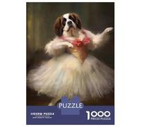 Rompecabezas De 1000 Piezas para Adultos, Regalos Saint Bernard Ballerina Rompecabezas para Adultos, Juguetes Antiestrés, Decoración del Hogar, Desafío Educativo 38x26cm/1000pcs