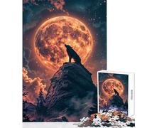 Rompecabezas de 1000 Piezas para Adultos Regalos Serenata Lunar del Lobo Juguetes para decoración del hogar Grandes Regalos y Juegos prácticos Cada Pieza es única Tamaño: 38x26cm